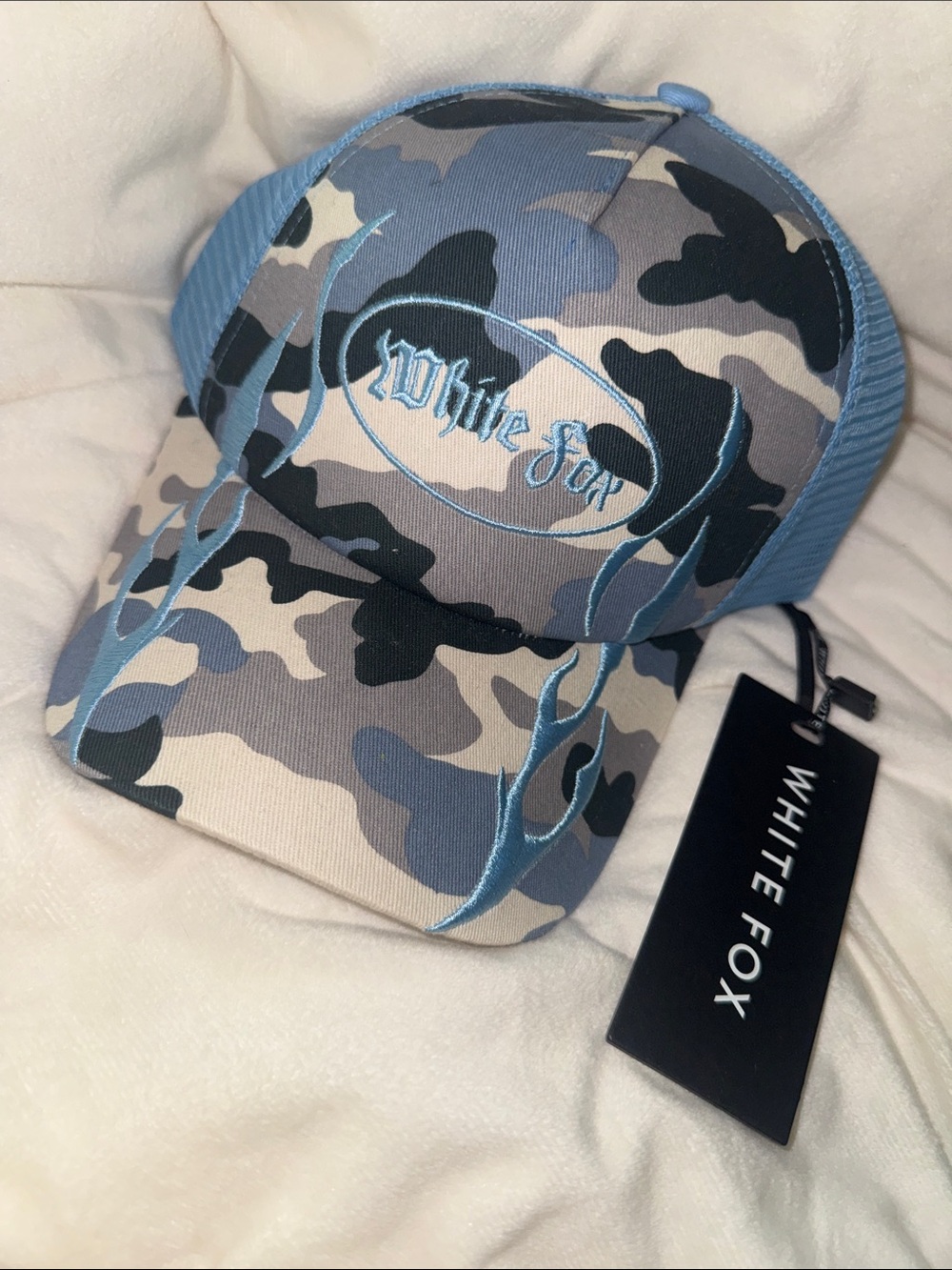 White Fox Boutique Blue Camo Trucker Cap